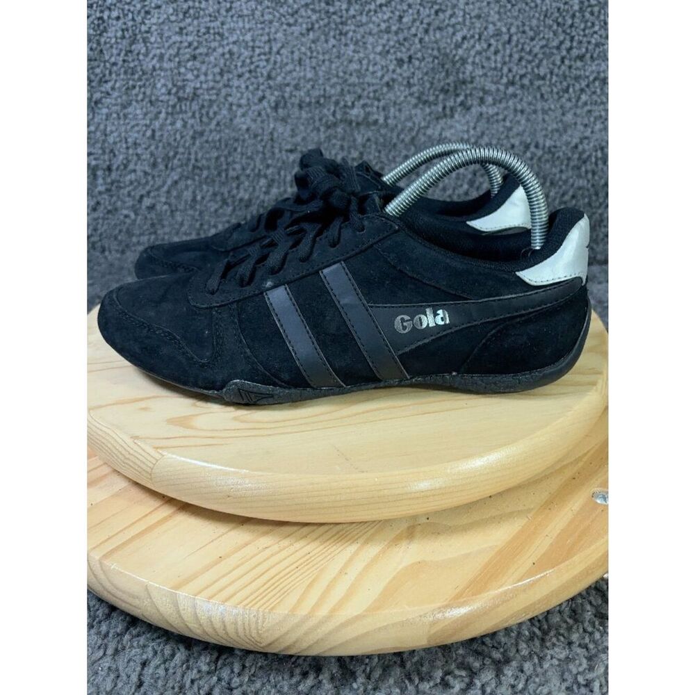 Gola Shoes Bullet Pearl Sneaker Mens Size 9 Black Gold Suede Low Top Lace Up